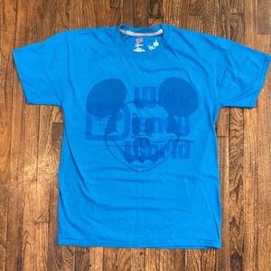 Bright Blue Walt Disney World T-shirt with blue on blue Mickey